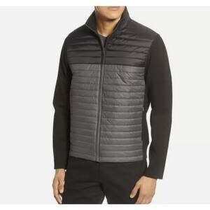 Zachary Prell Men's Montauk Quilted Bomber Jacket Black Grey Large NEW Stretch